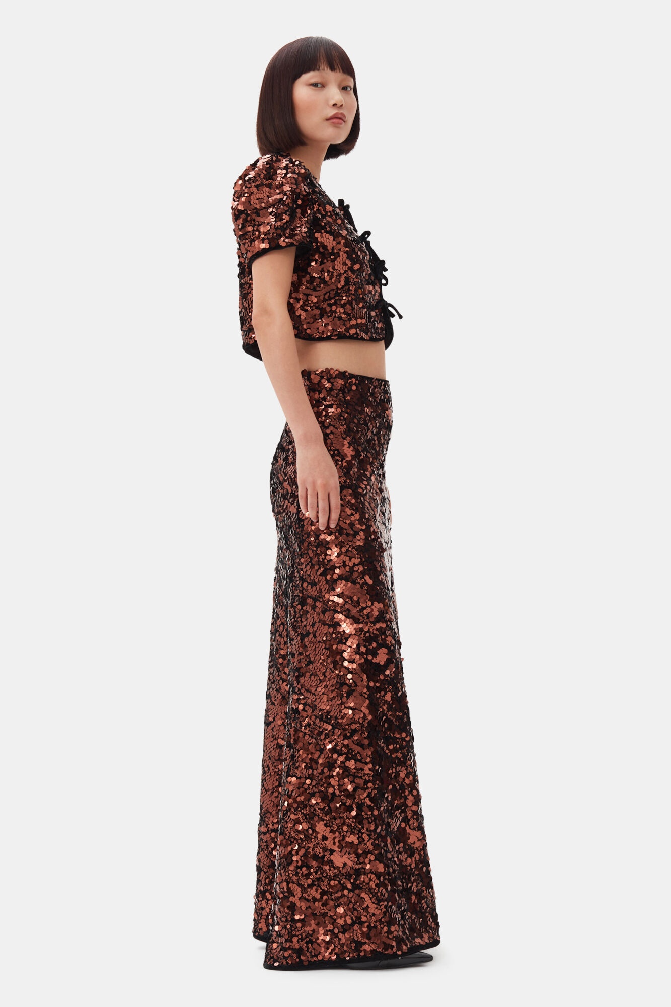 BROWN SEQUINS BLOUSE - 4