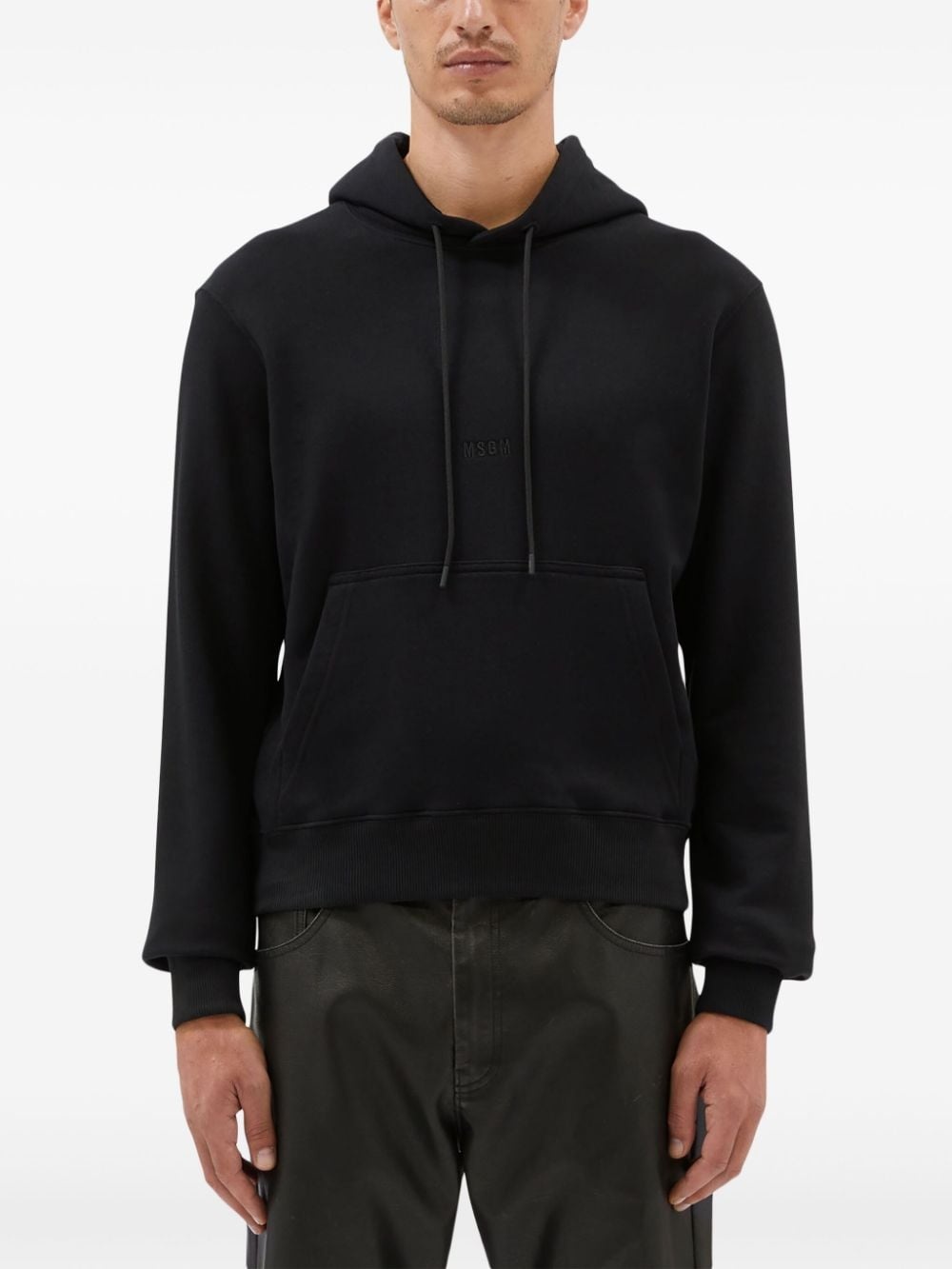 logo-embroidered cotton hoodie - 2