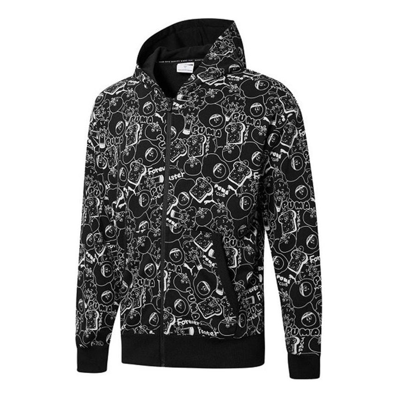 PUMA Club All Over Print Full Zip Hoodie Jacket 'Black' 533201-51 - 1