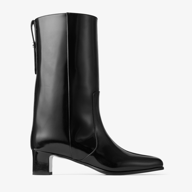 Caly Mid 45 Black Polished Calf Leather Ankle Boots 1