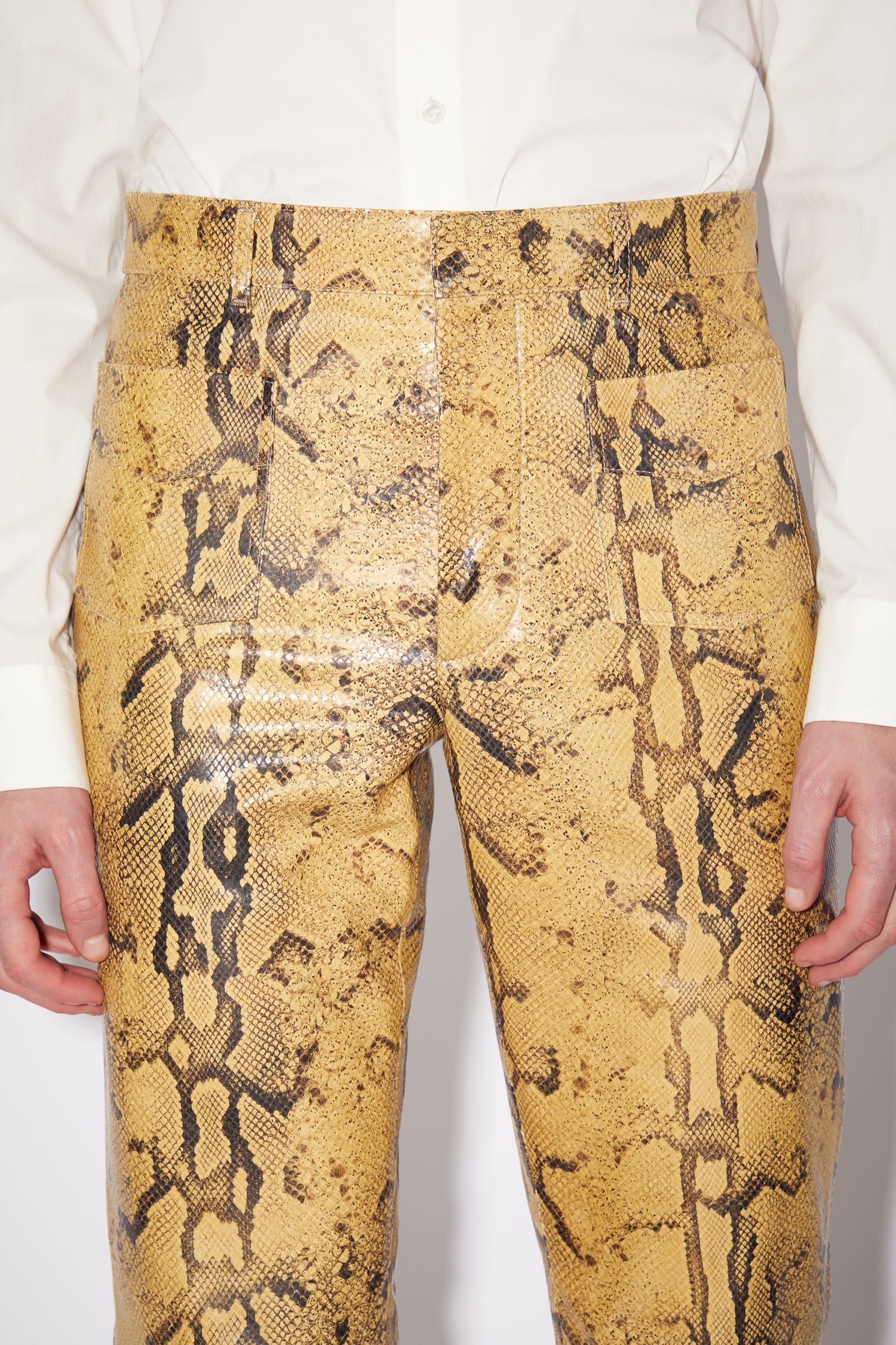 Leather trousers - Beige/black - 6