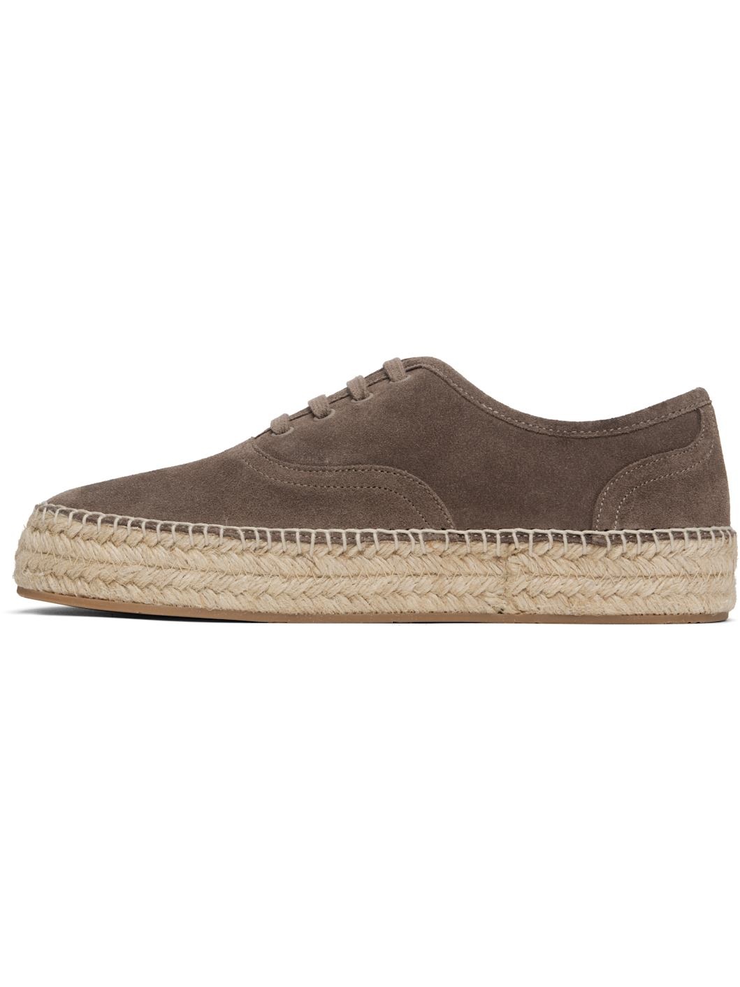 Brown Suede Lace-Front Platform Espadrilles - 3