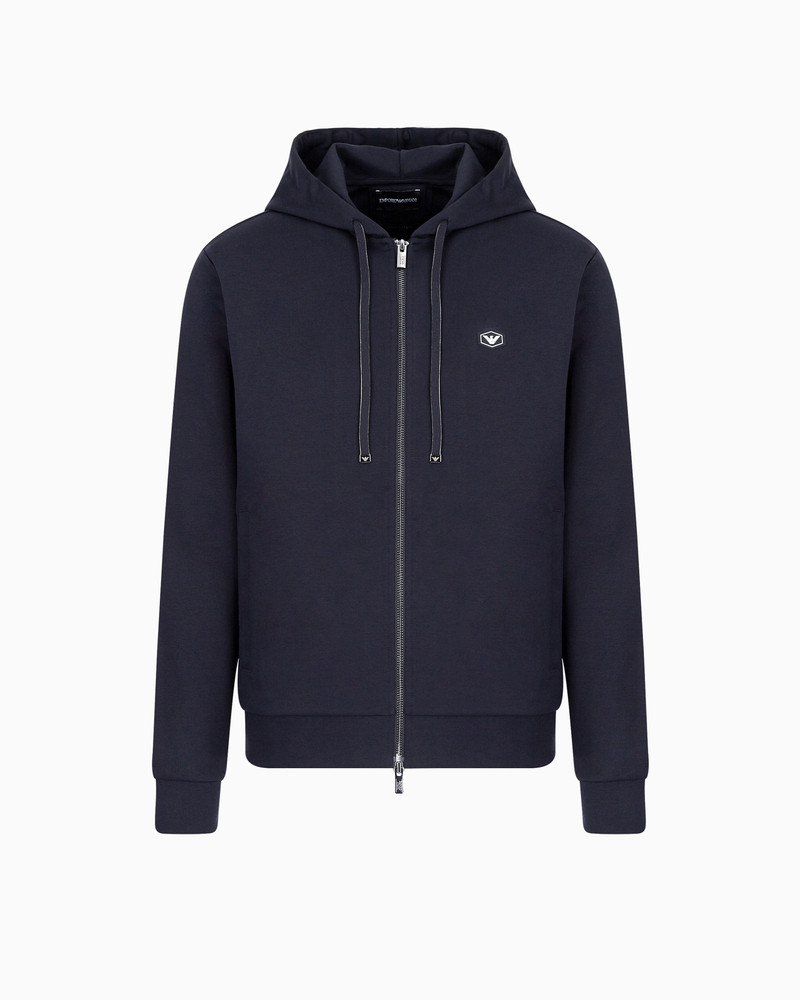 Hooded, zipped, Ponte-di-Roma sweatshirt 1