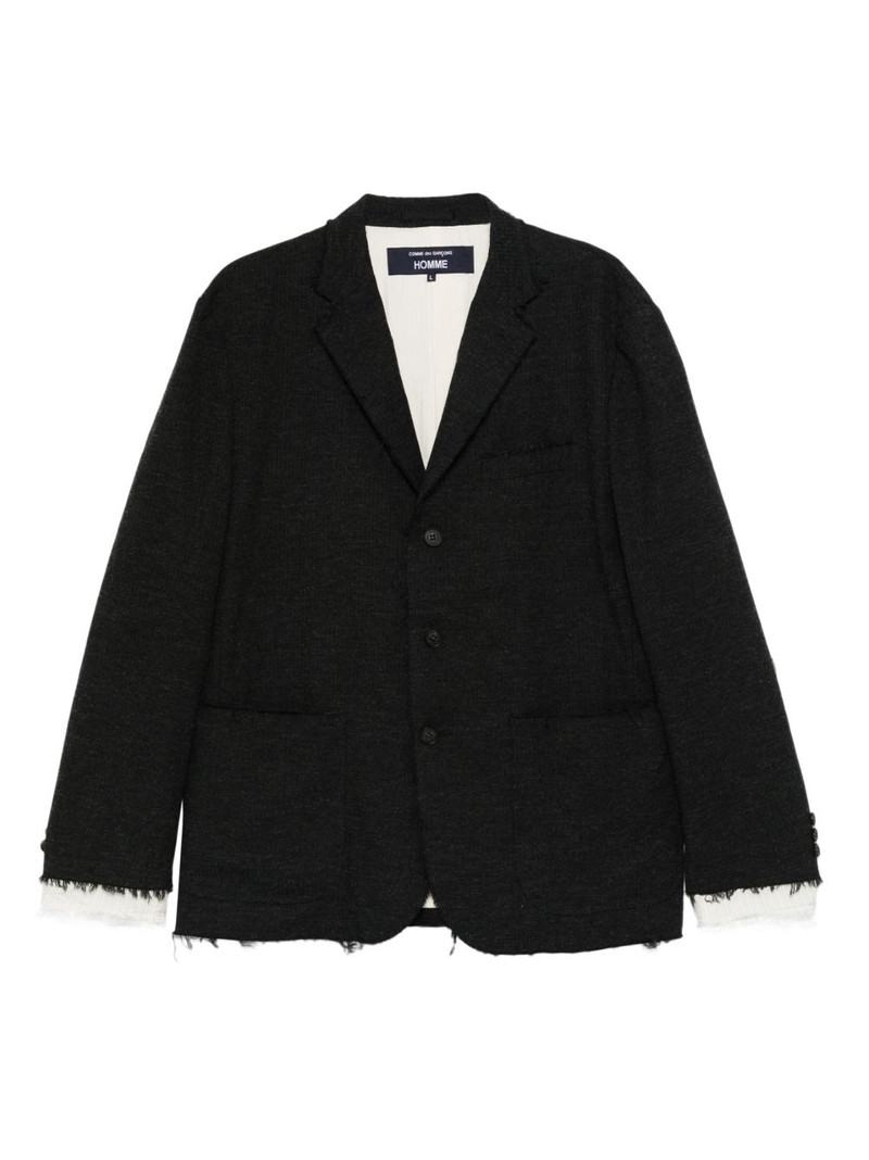 single-breasted frayed-edge blazer 1