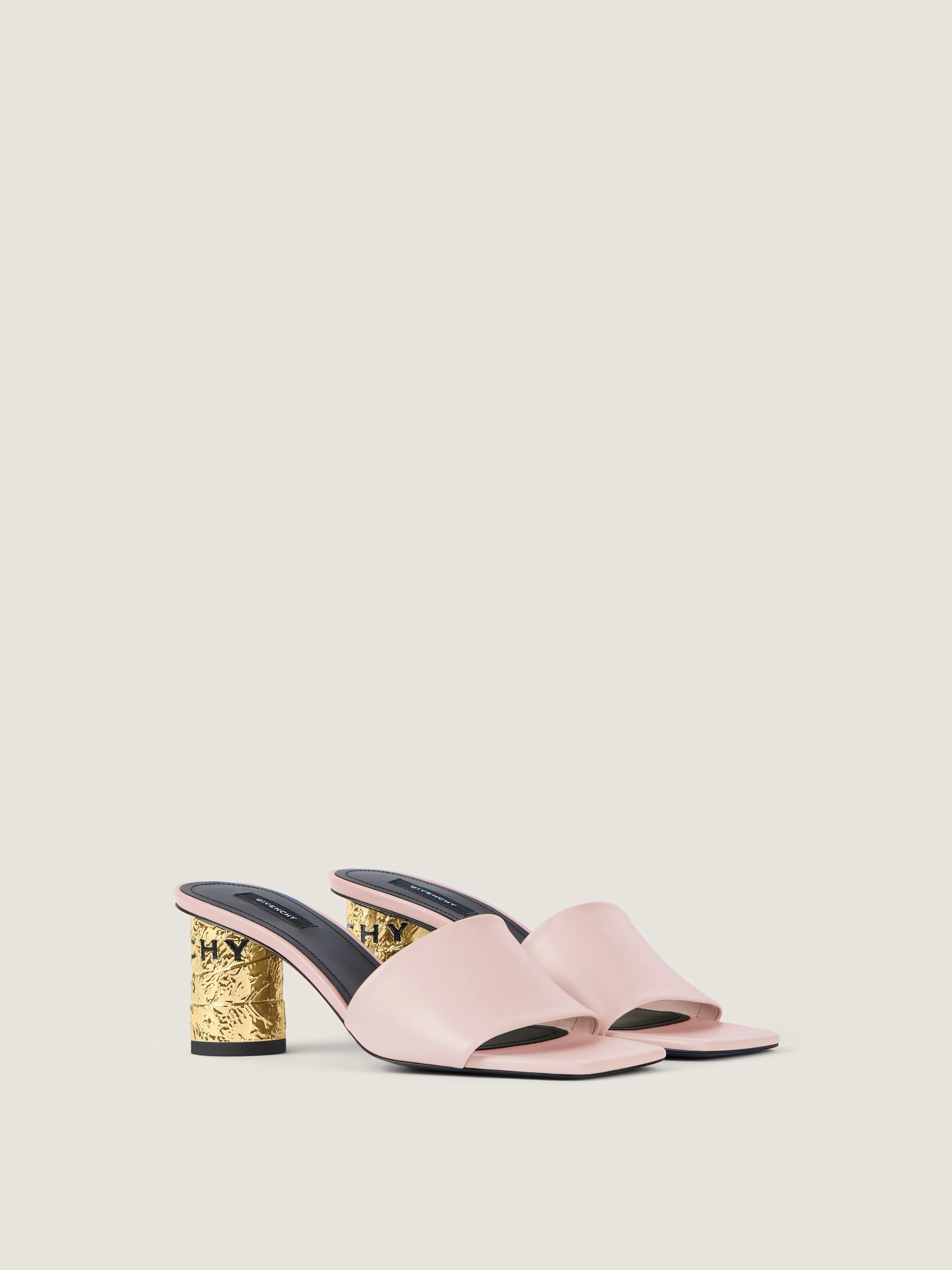 TAPE HEELED MULES IN LEATHER - 1