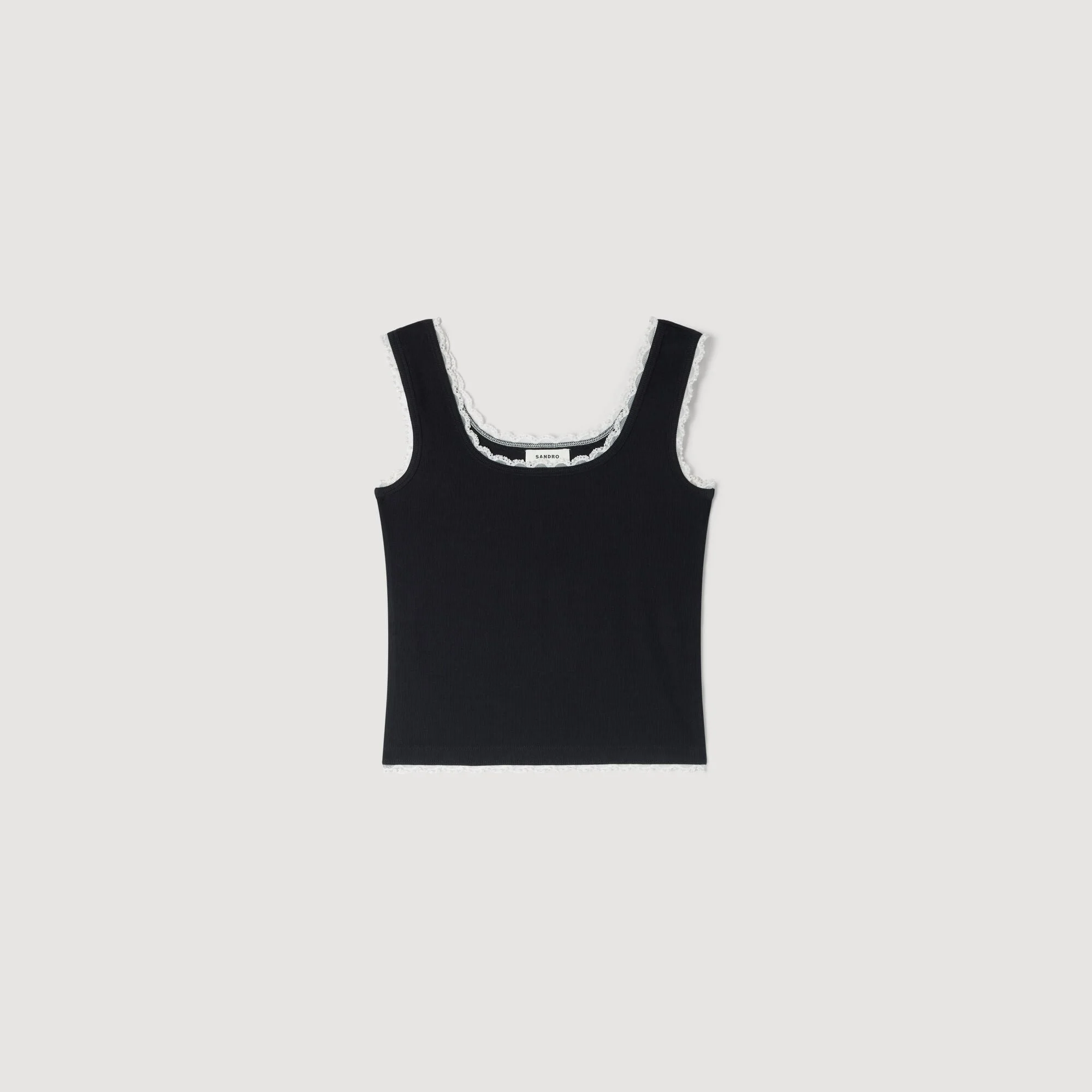 BEADED EMBROIDERED COTTON VEST TOP - 1