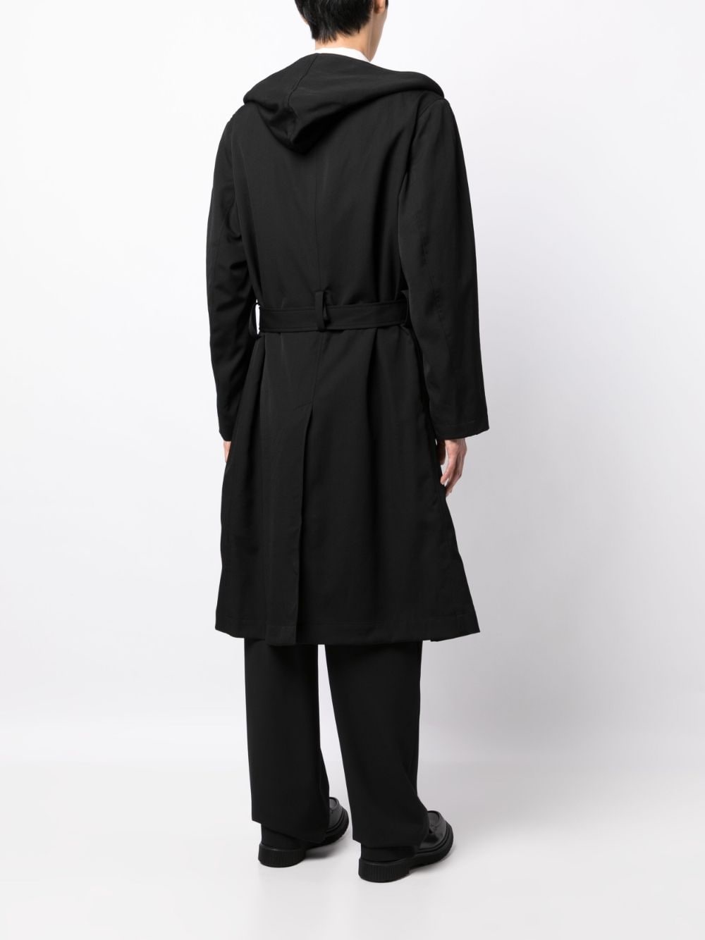 belted hooded wool trench coat - 4