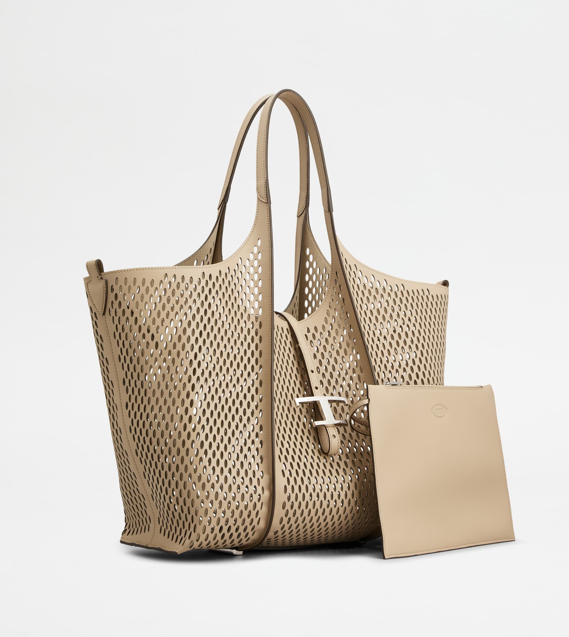 T TIMELESS SHOPPING BAG IN LEATHER MEDIUM - NATURAL - 2