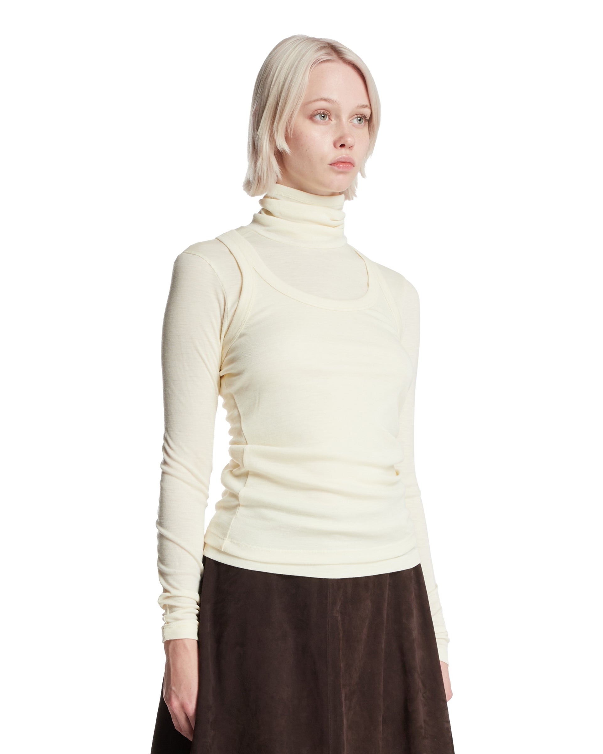White Double-layer Wool Top - 4