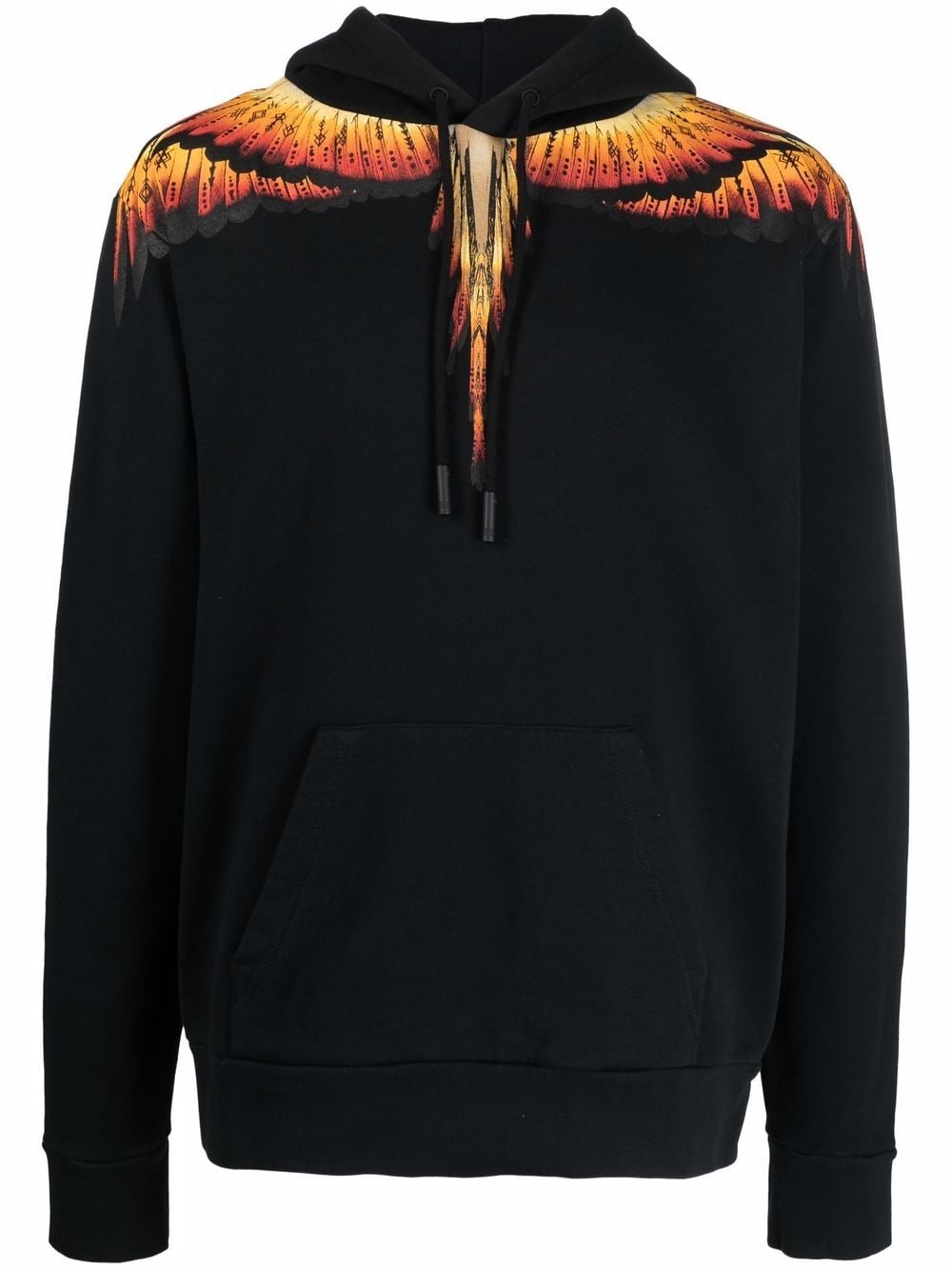 wings-print drawstring cotton hoodie - 1