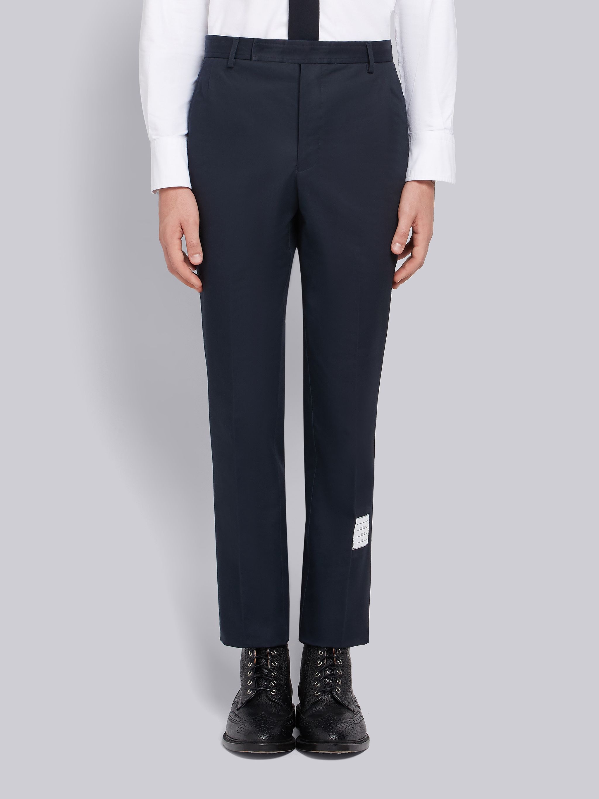 Navy Cotton Twill Unconstructed Chino Trouser - 1