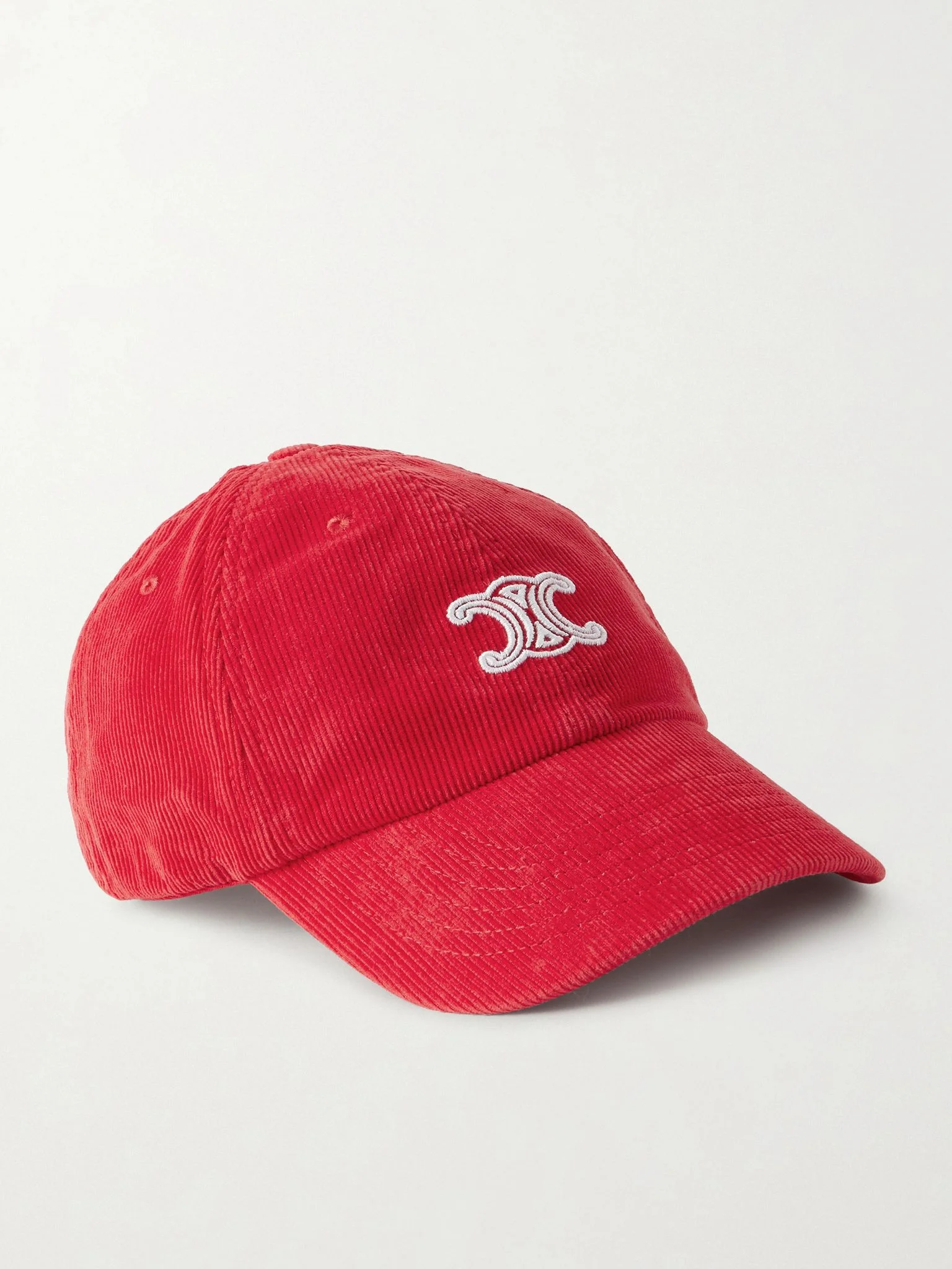 Vivienne Logo-Embroidered Cotton-Corduroy Baseball Cap Red - 1