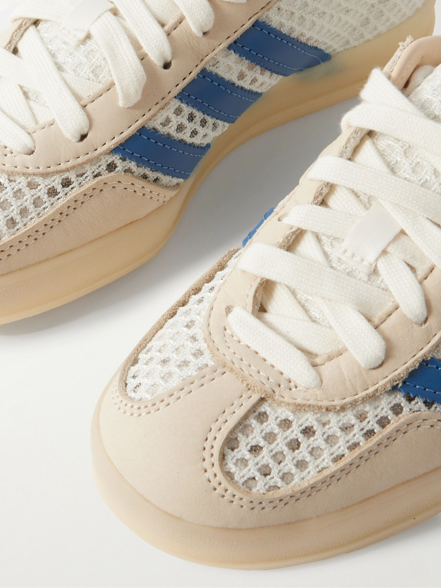 Gazelle Indoor leather-trimmed mesh sneakers Off-white - 4