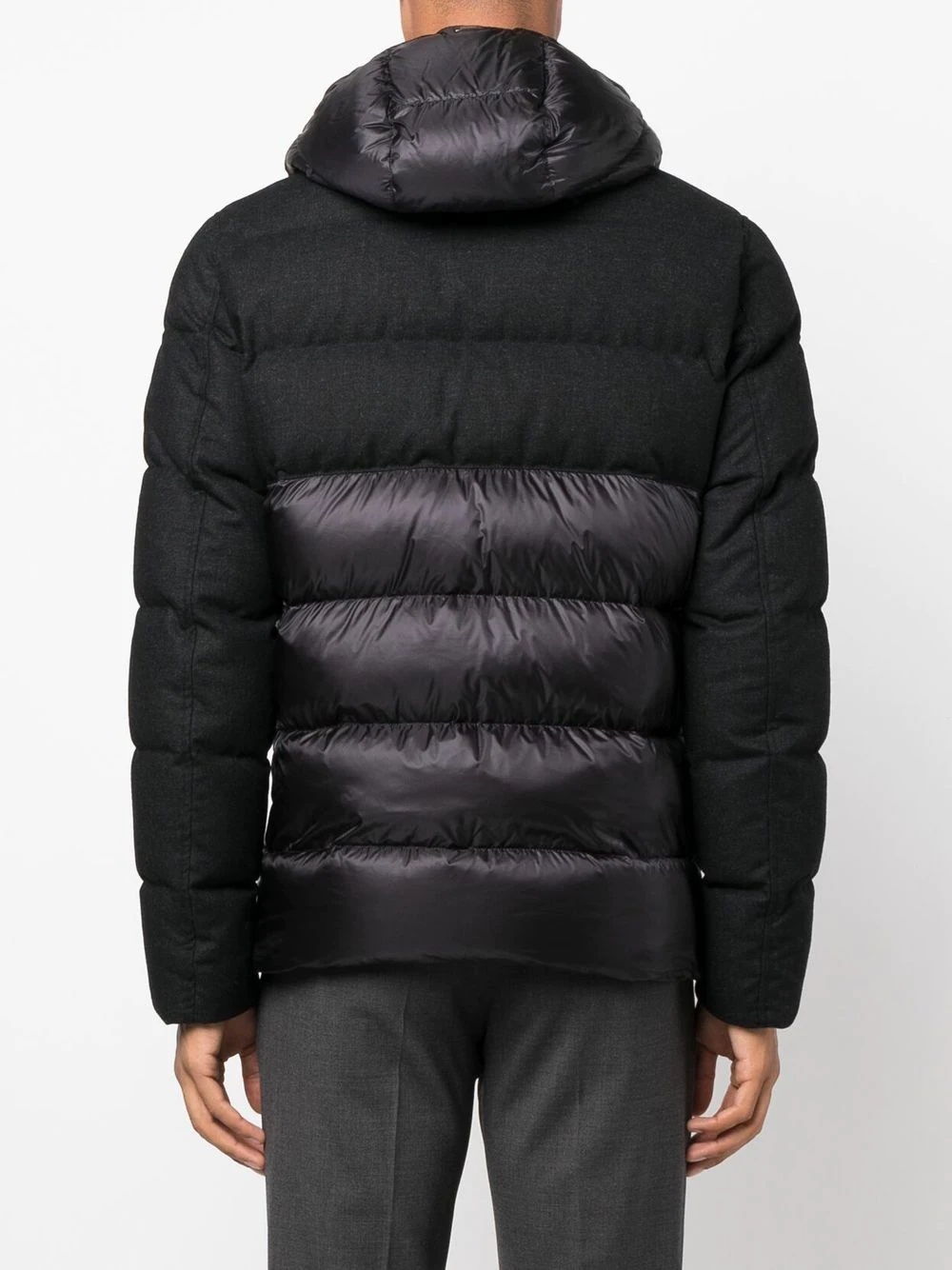 paneled hooded down jacket - 4