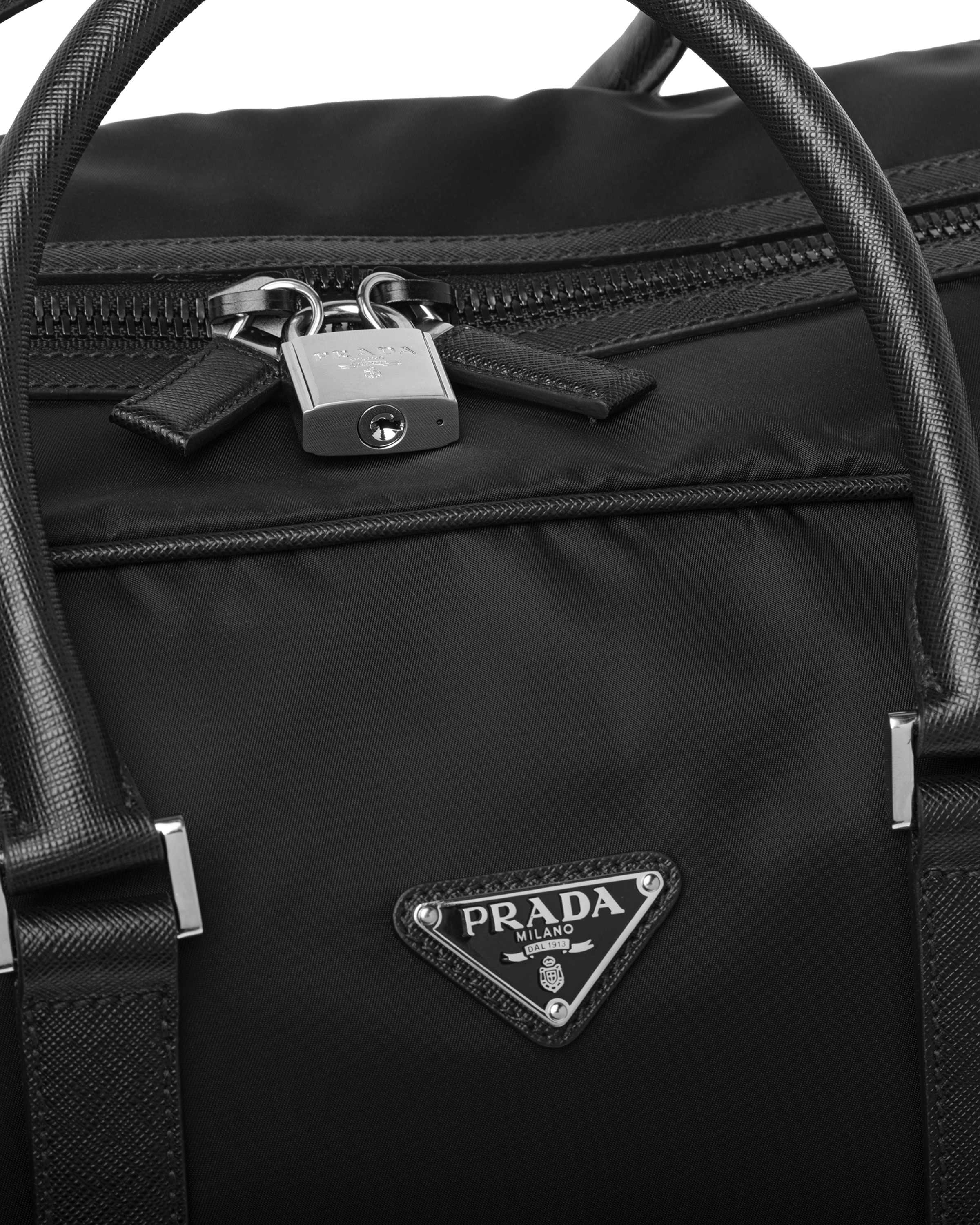 Re-Nylon and Saffiano leather duffle bag - 6