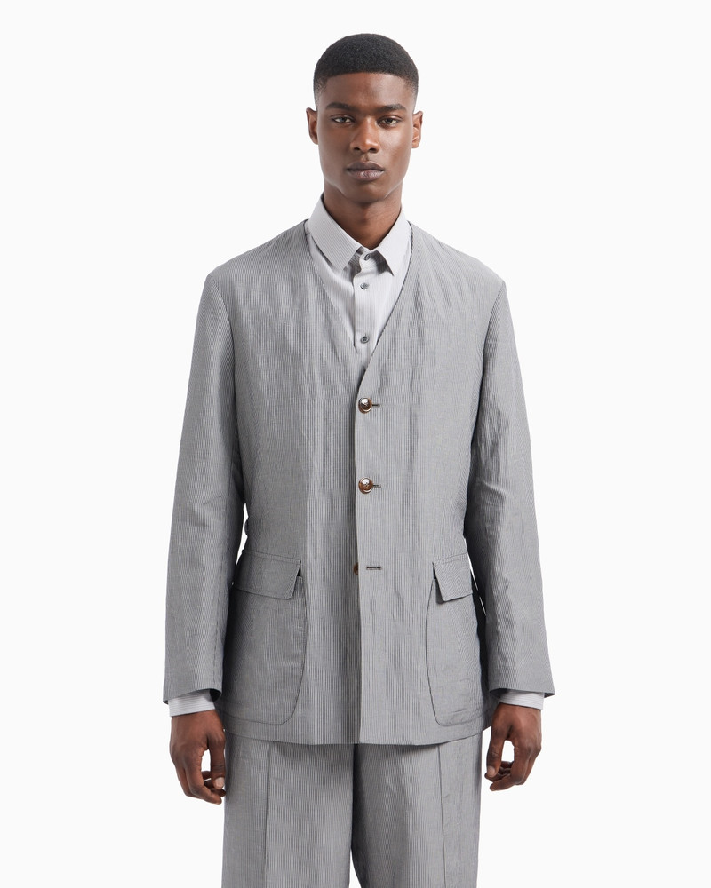 GIORGIO ARMANI VISCOSE AND LINEN SINGLE-BREASTED JACKET outlook