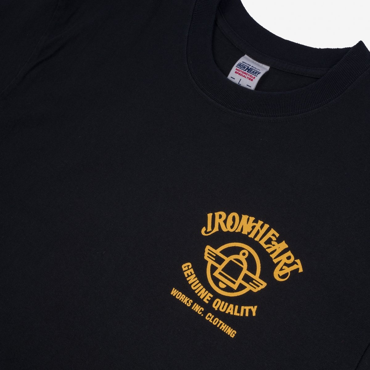 IHT-2403-BLK 7.5oz Printed Loopwheel Crew Neck T-Shirt - Black - 8