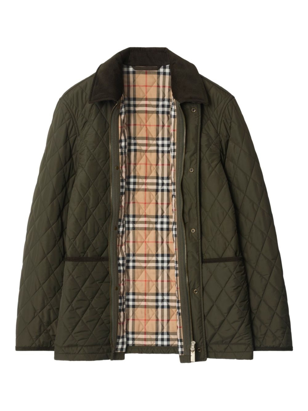 quilted corduroy-collar jacket - 2