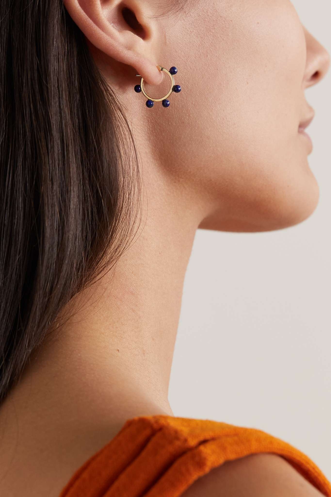 【MATEO】donut 14-karat gold lapis lazuli hoop イヤリング MATEO Donut 14-karat gold lapis lazuli hoop earrings