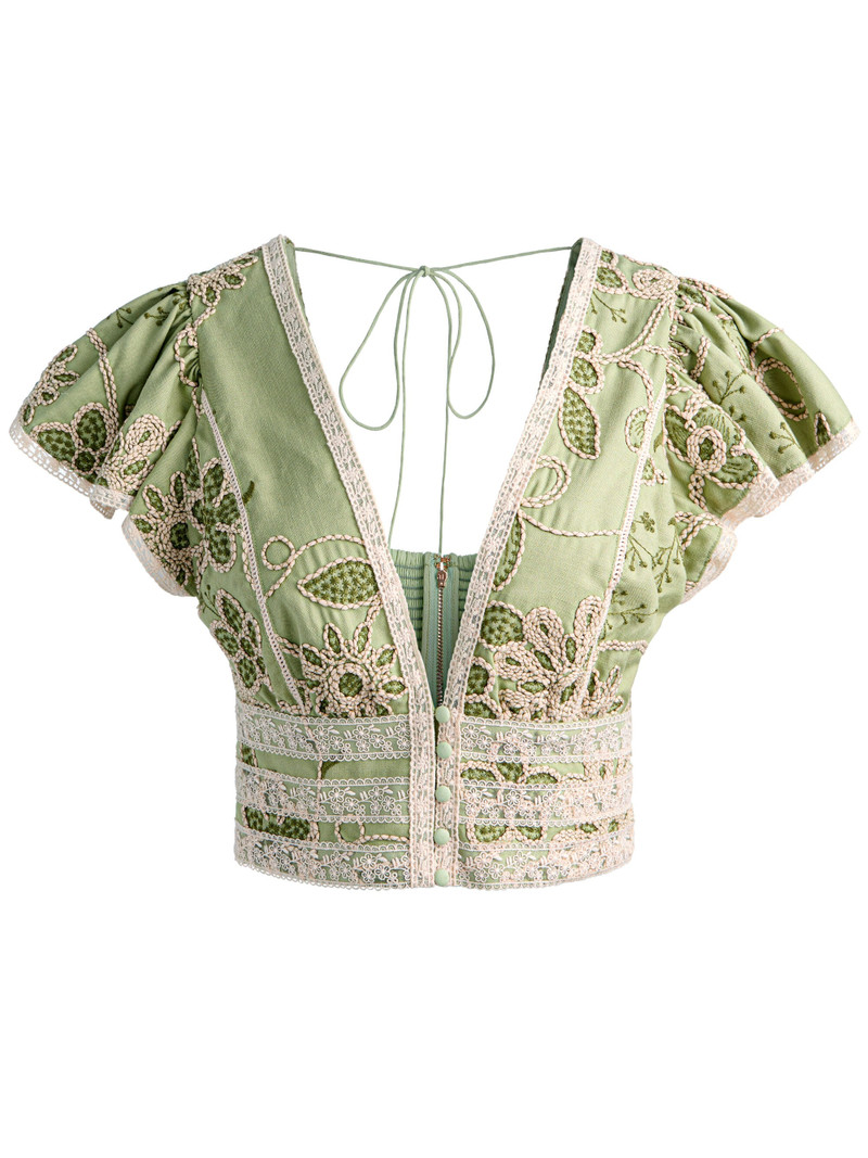 KEELEY EMBROIDERED CROPPED TOP 1