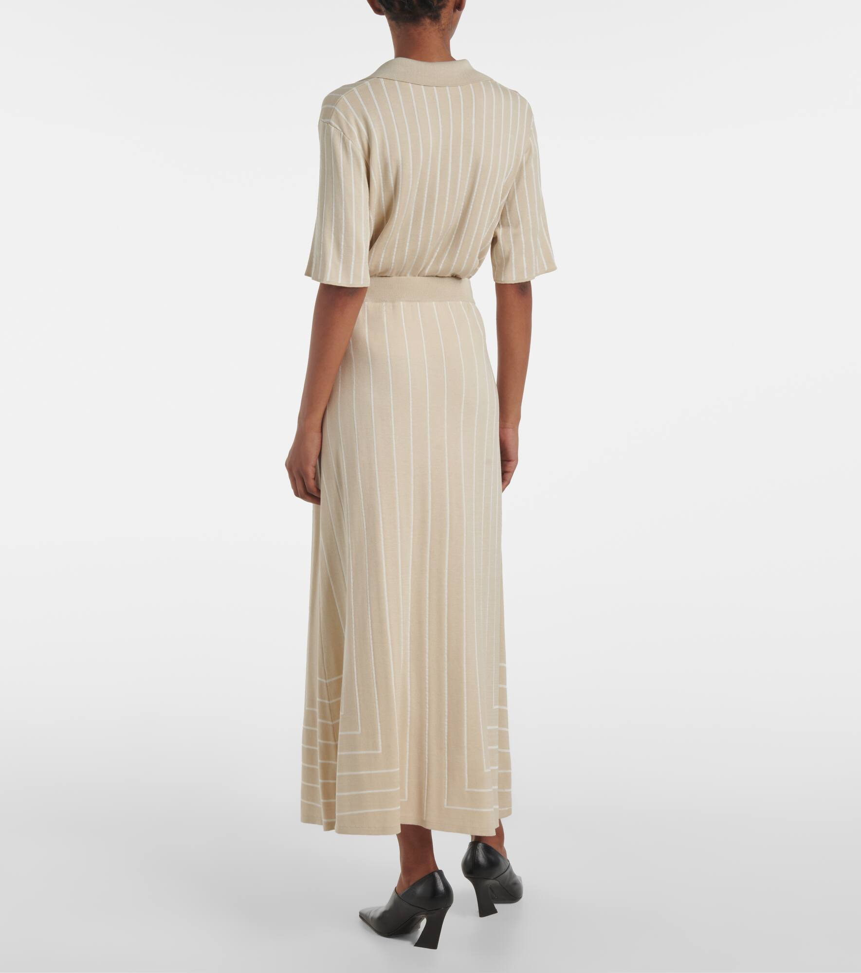 Striped cotton and silk maxi skirt - 3