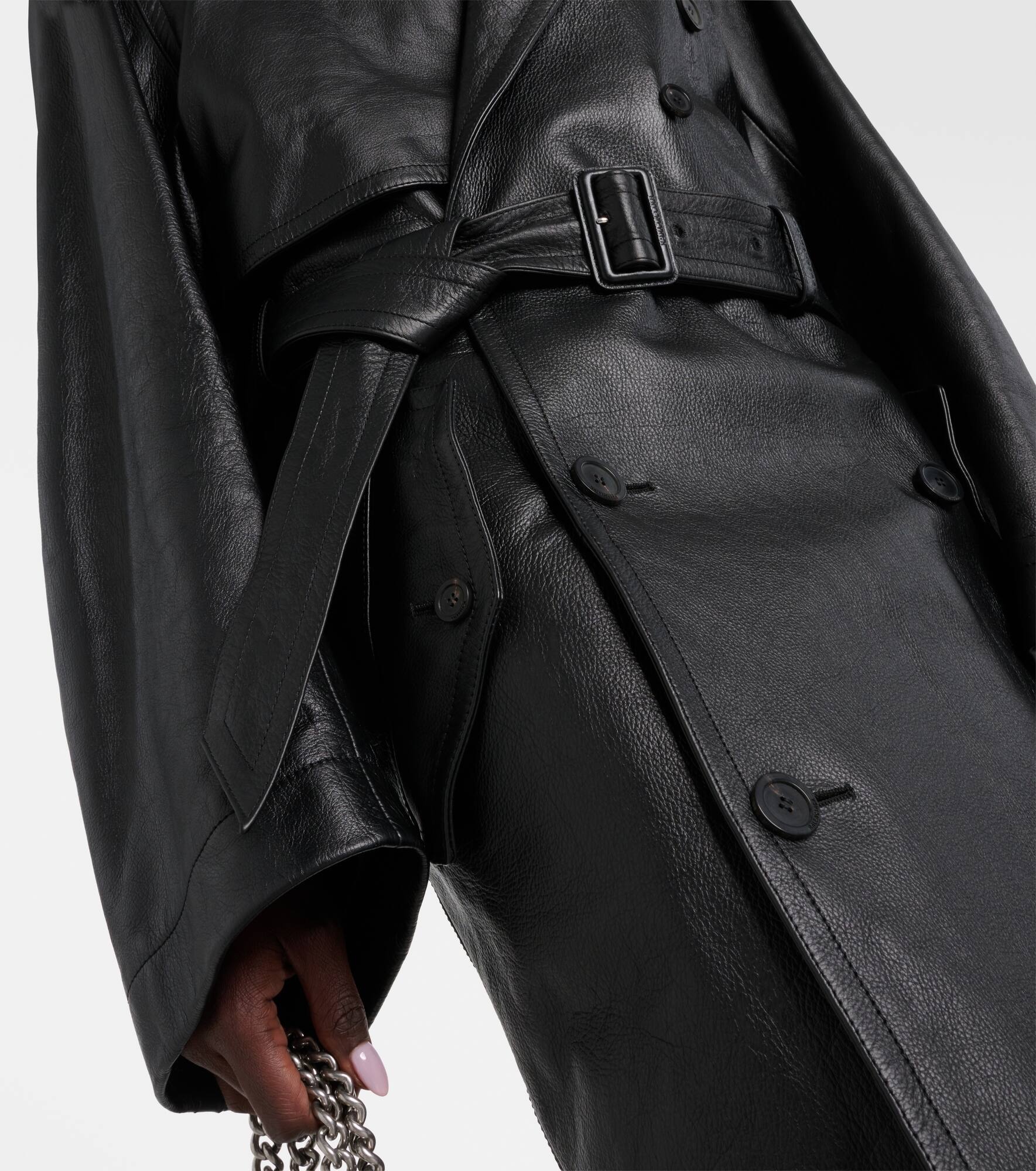 Cocoon leather trench coat - 6