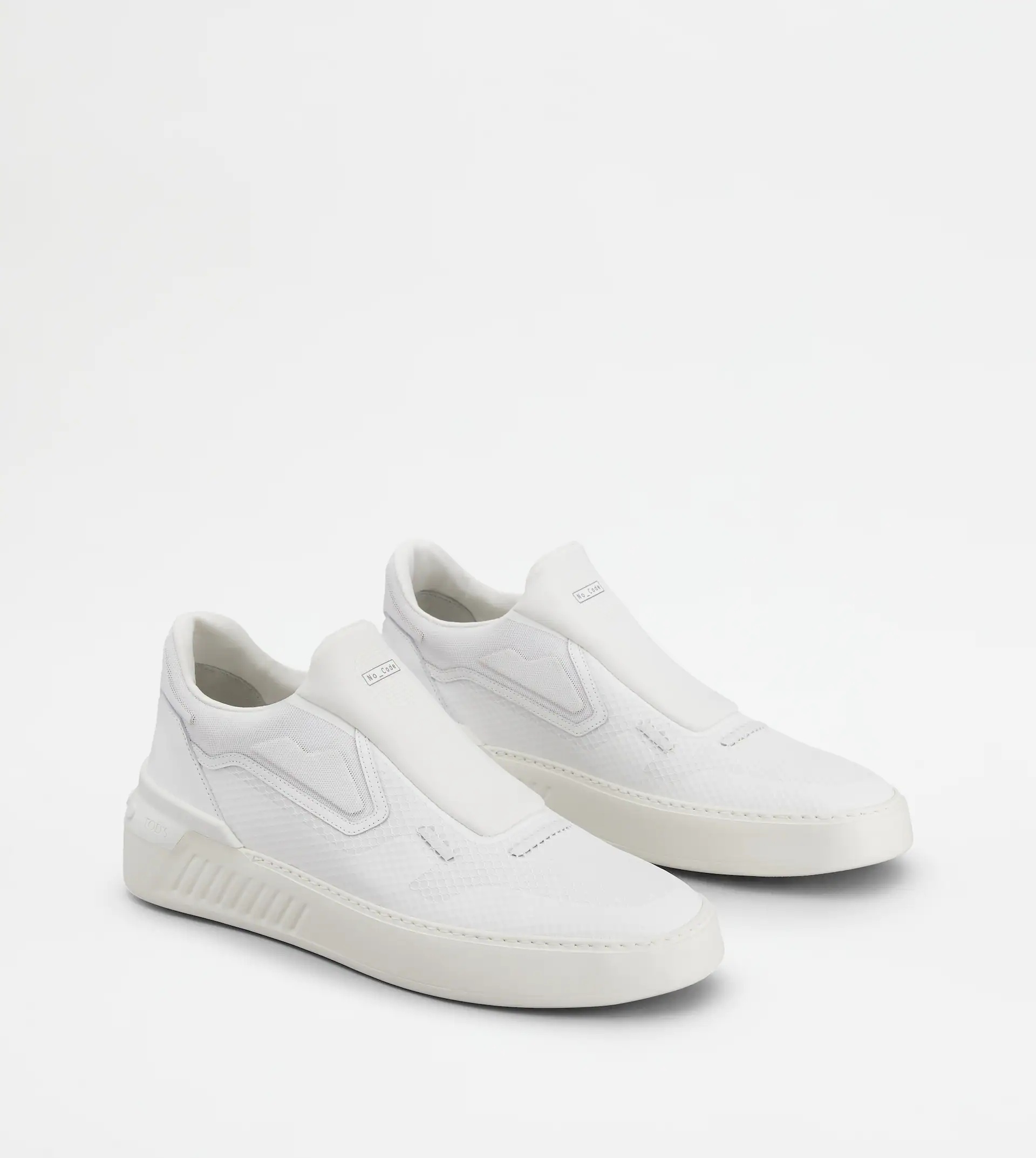 NO_CODE X SLIP-ON SHOES IN TECHNICAL FABRIC AND LEATHER - WHITE - 3