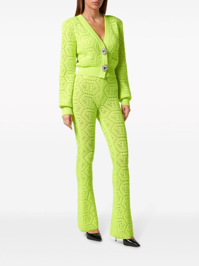 PHILIPP PLEIN patterned-knit flared trousers outlook