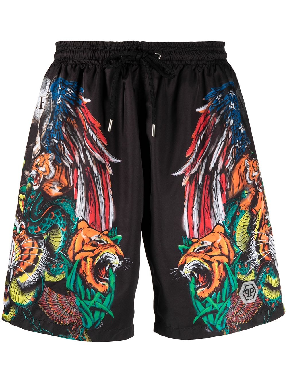 tattoo-print swim shorts - 1