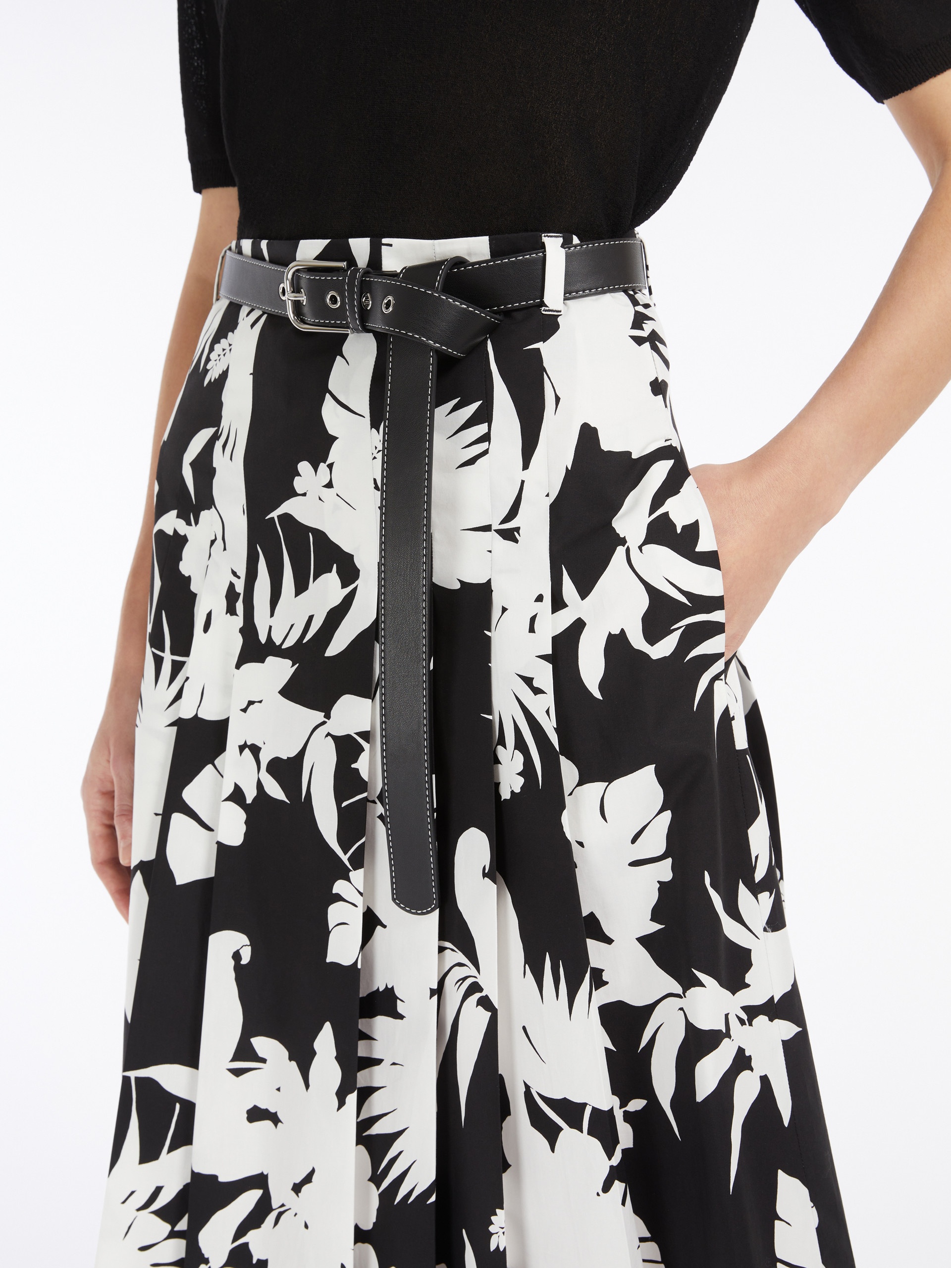BASSANO Pleated printed poplin skirt - 5