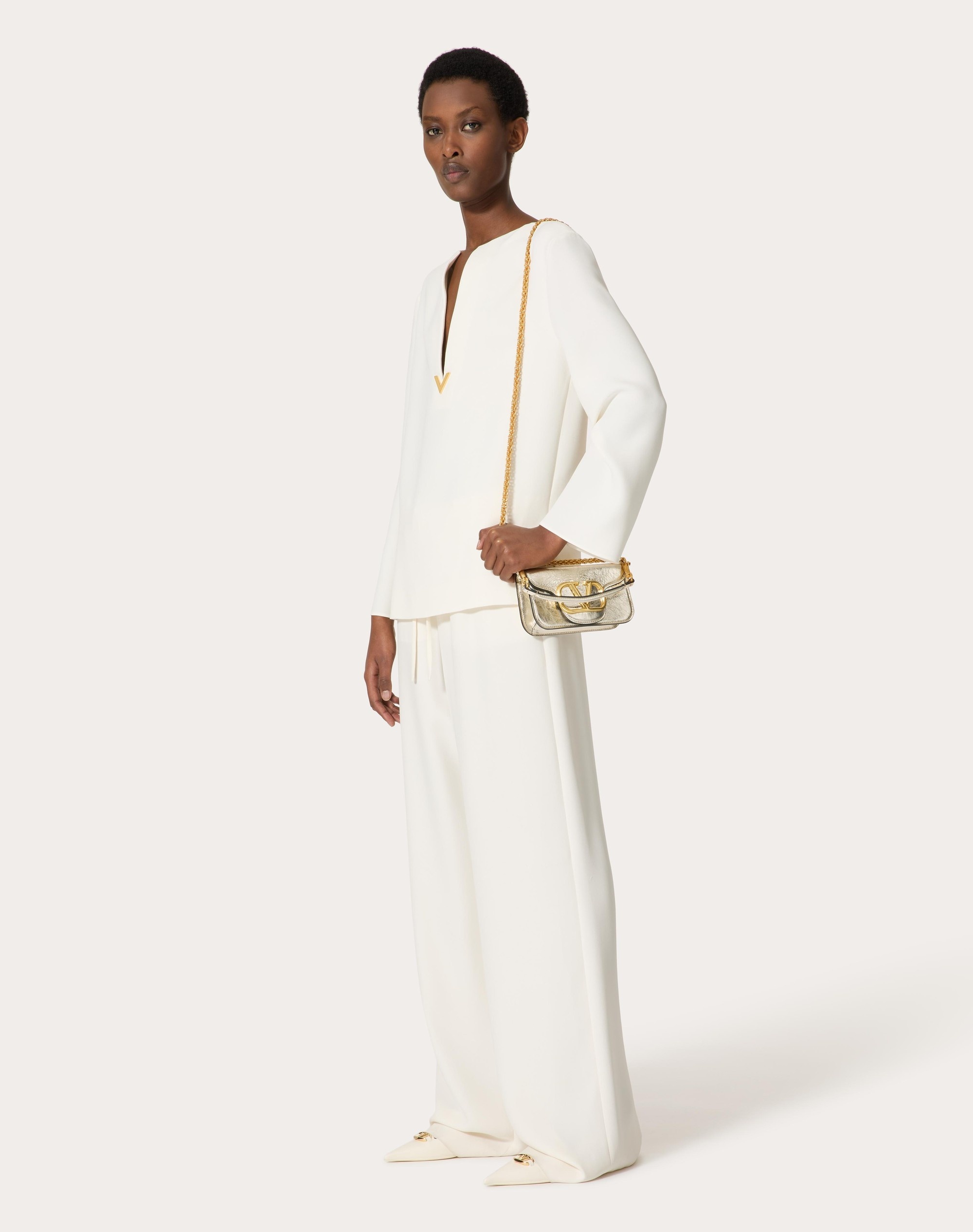 Valentino SMALL VALENTINO GARAVANI LOCÒ METALLIC CALFSKIN SHOULDER 