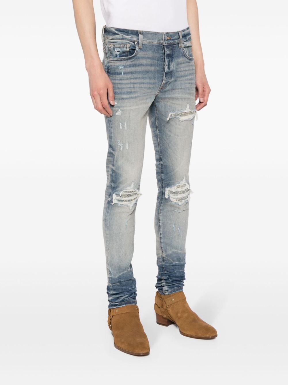distressed slim-cut jeans - 3