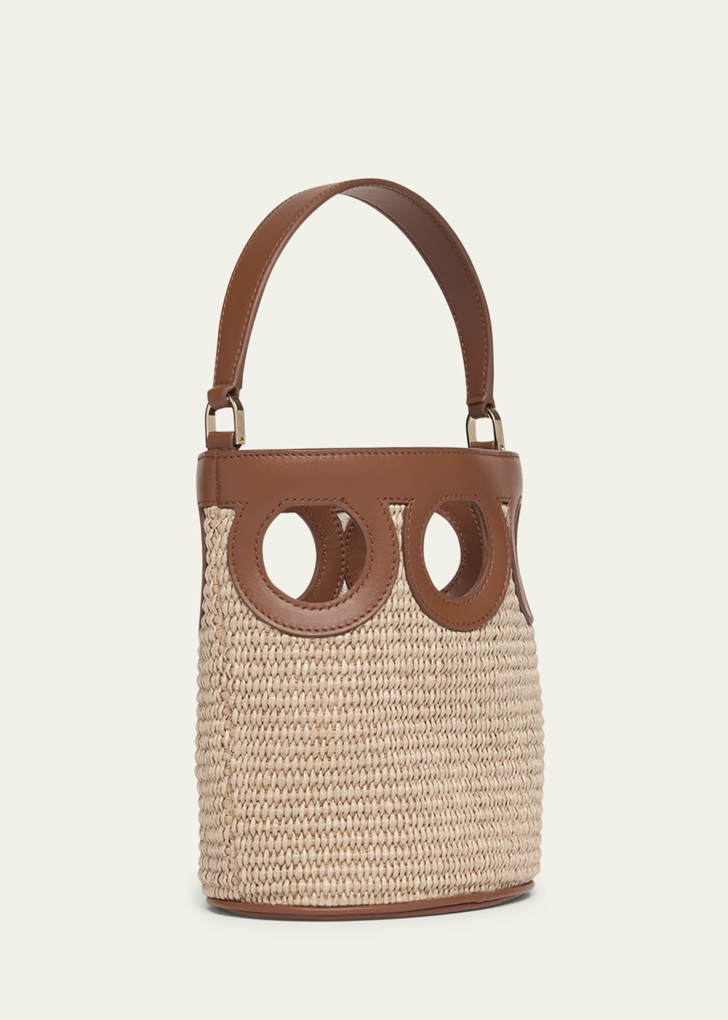 Frame Cutout Raffia Bucket Bag - 2
