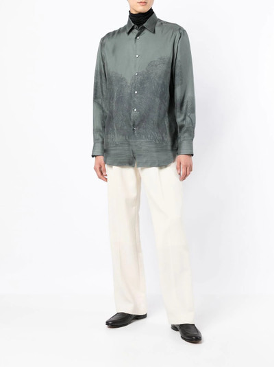 Brioni forest-print silk shirt outlook