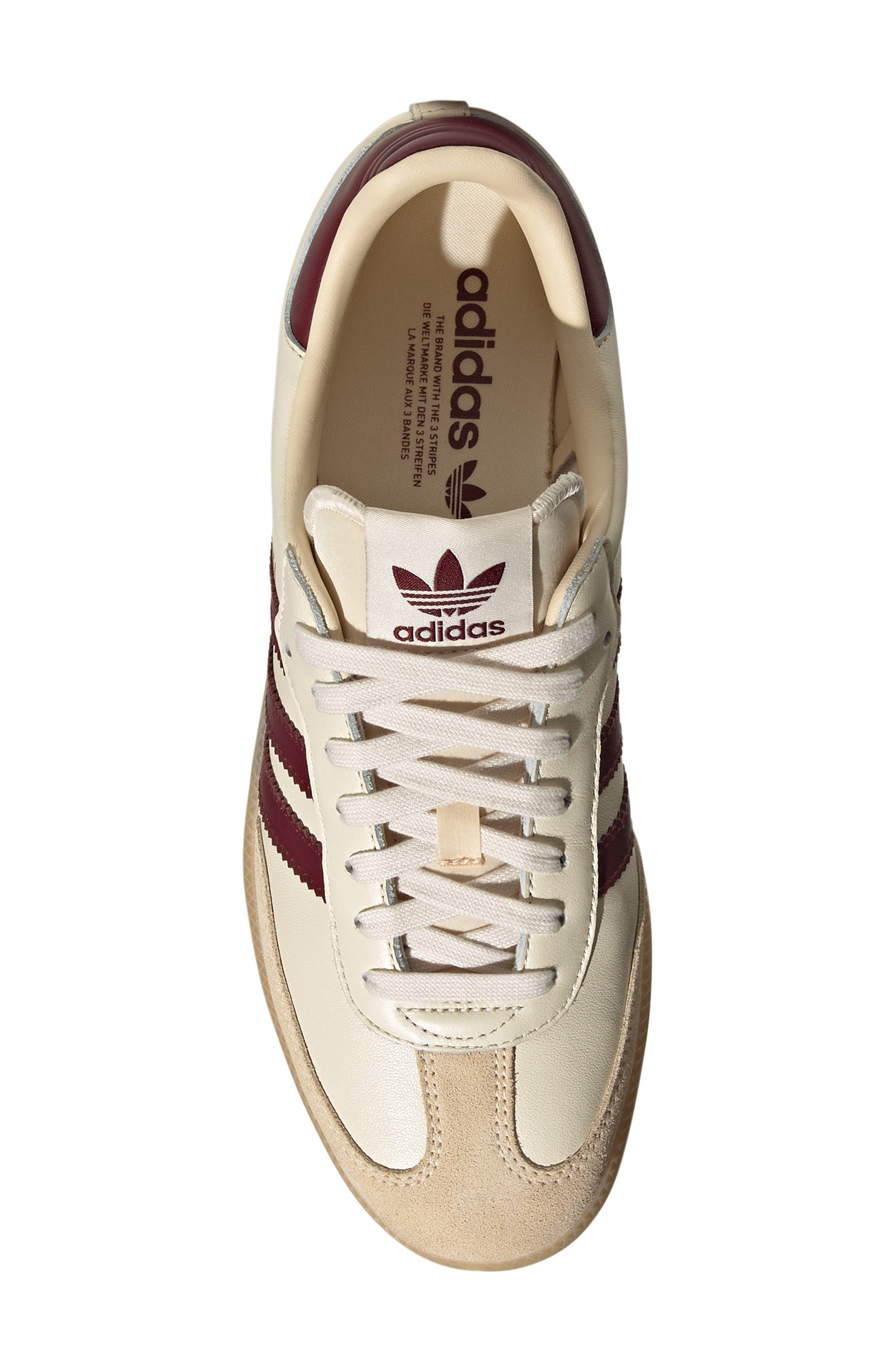 adidas Samba OG Sneaker in Wonder White/Shadow Red/Gum at Nordstrom - 4
