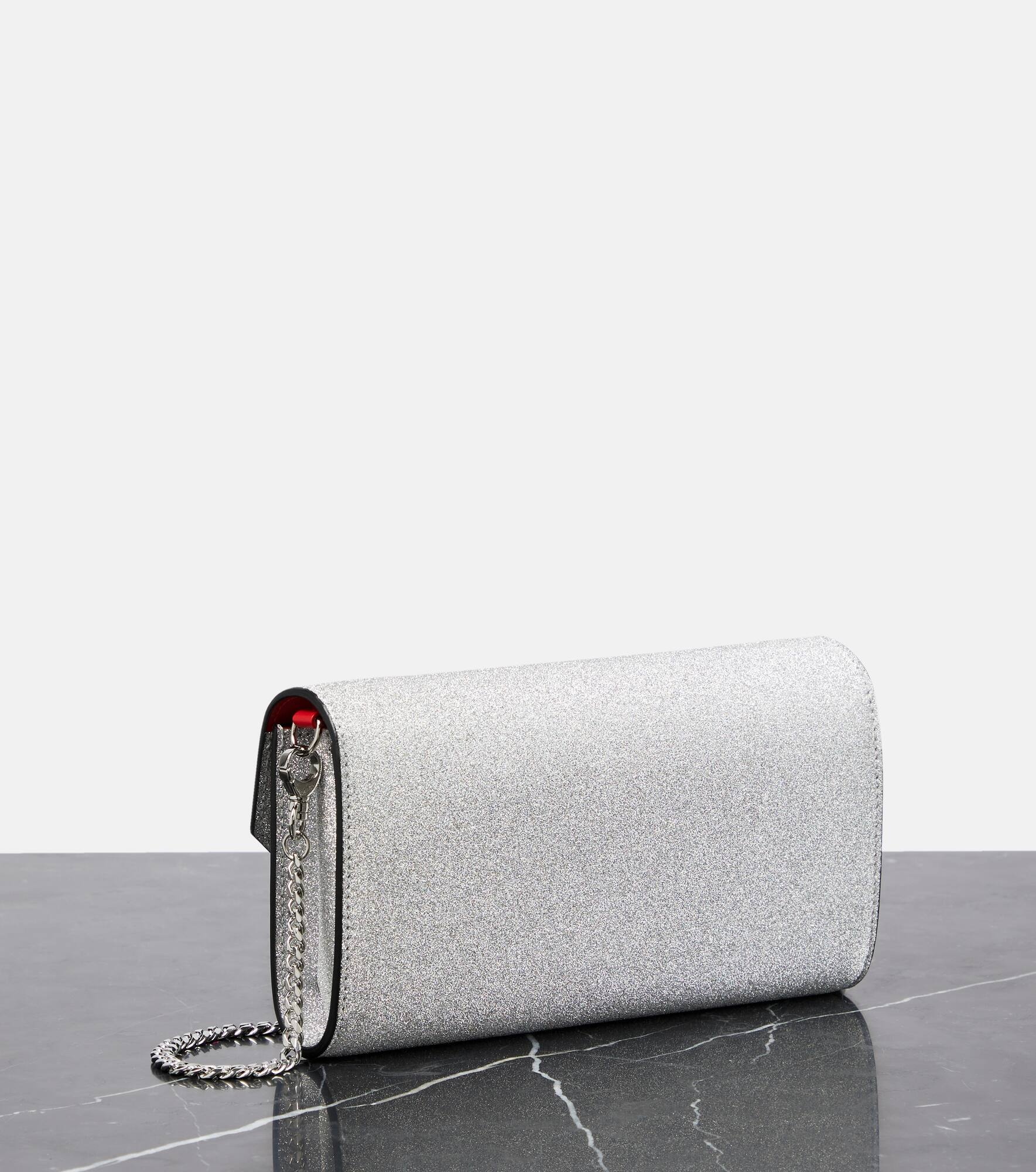 Loubi54 glitter leather clutch - 4
