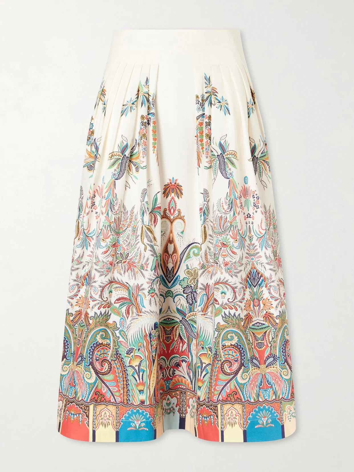 Paisley-print Cotton-poplin Midi Skirt - 1