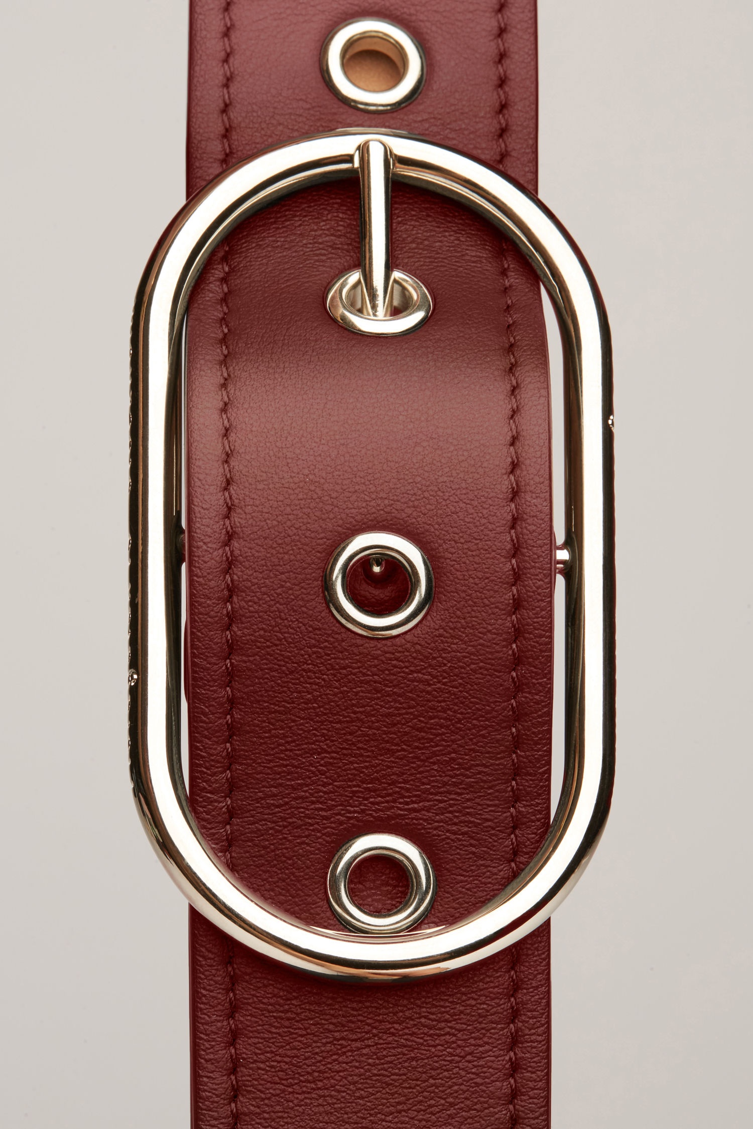 Studded leather belt burgundy - 3