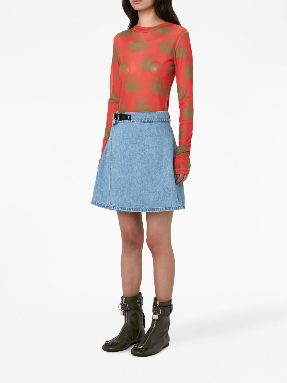 padlock mini denim skirt - 2