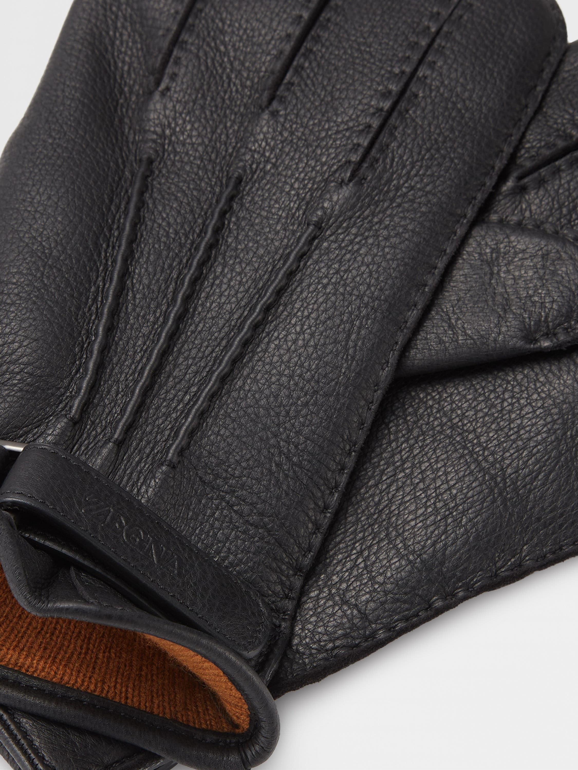 BLACK DEERSKIN GLOVES - 2