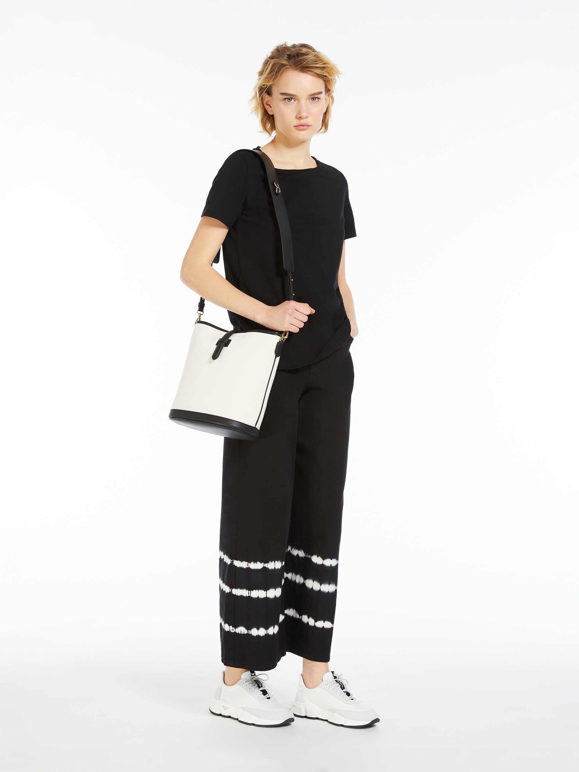 DOMIZIA1 Canvas and leather bucket bag - 7