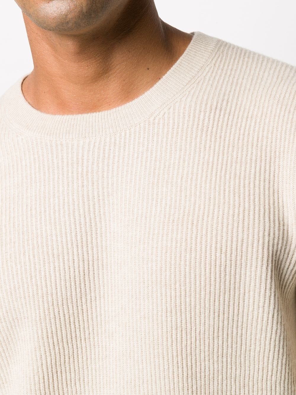 ribbed-knit crew neck jumper - 5