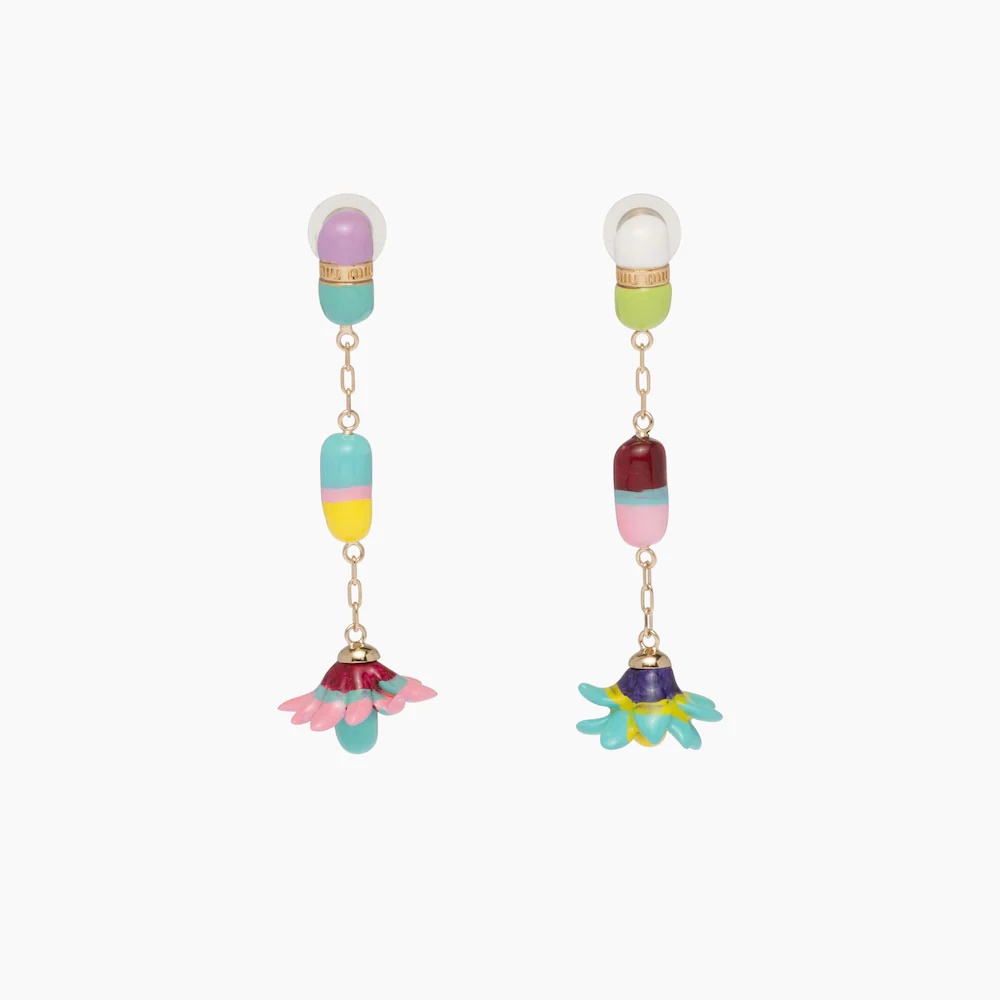 Metal and resin earrings - 1