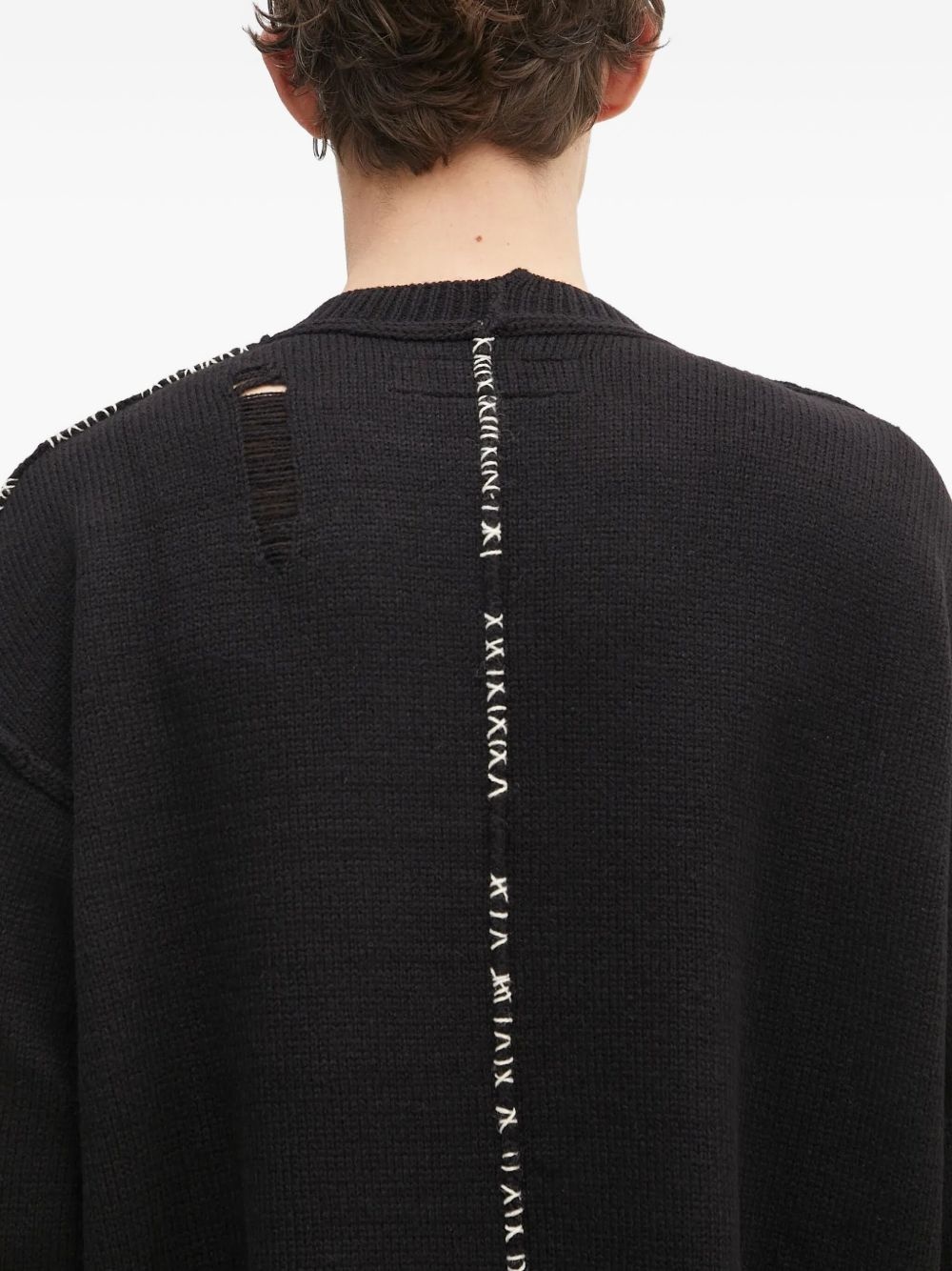 distressed-detail crew-neck jumper - 4