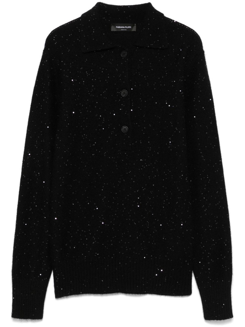 sequin-embellished polo sweater 1