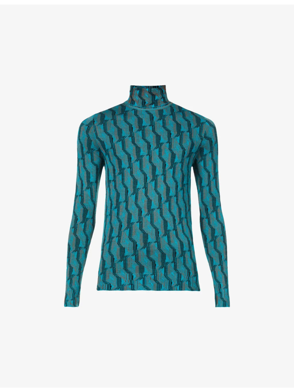 Geometric-pattern turtleneck wool sweatshirt - 1