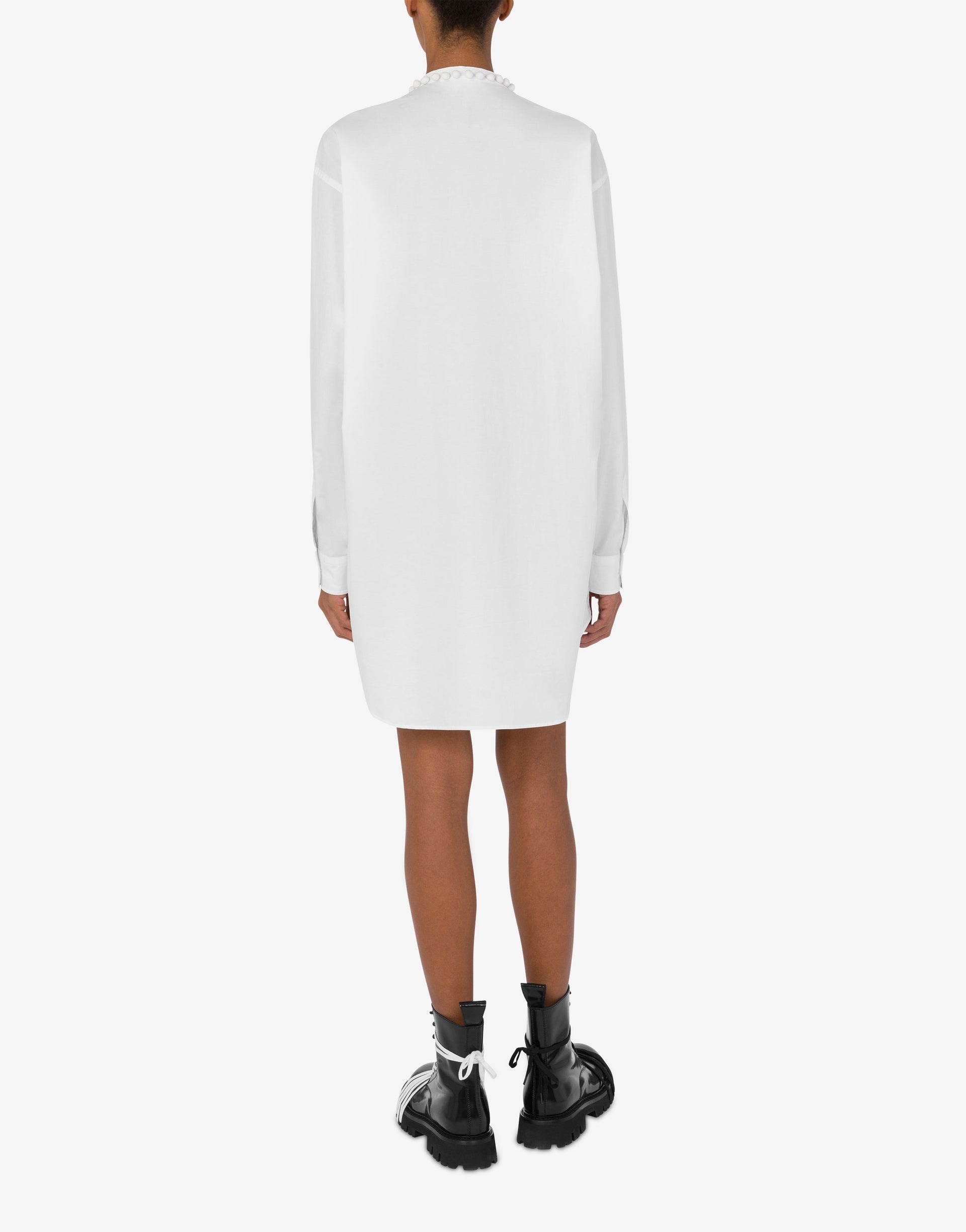 STRETCH POPLIN DRESS WITH EMBROIDERY - 2