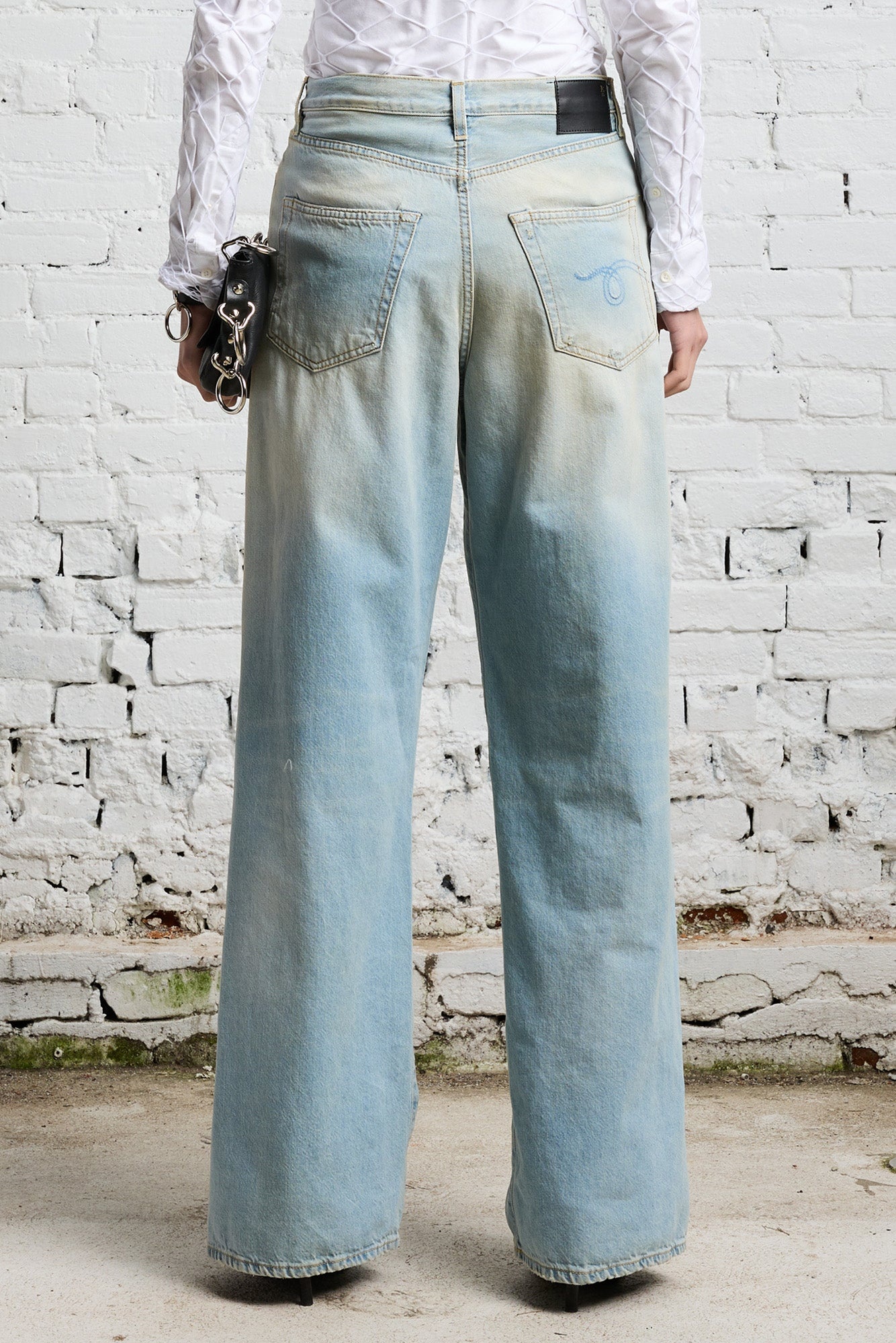 Damon Pleated Wide Leg - Lennon Blue | R13 Denim Official Site