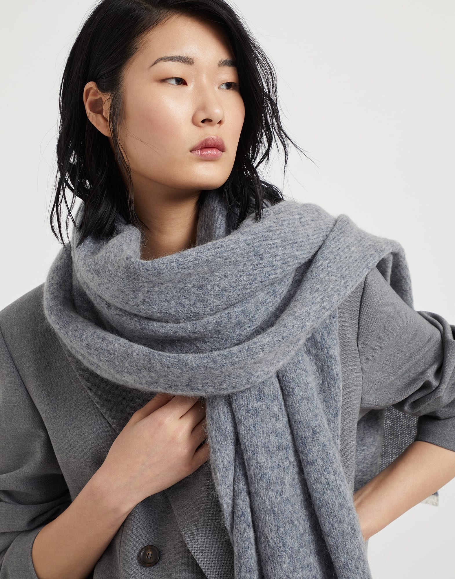 Wool and mohair scarf with monili - 4