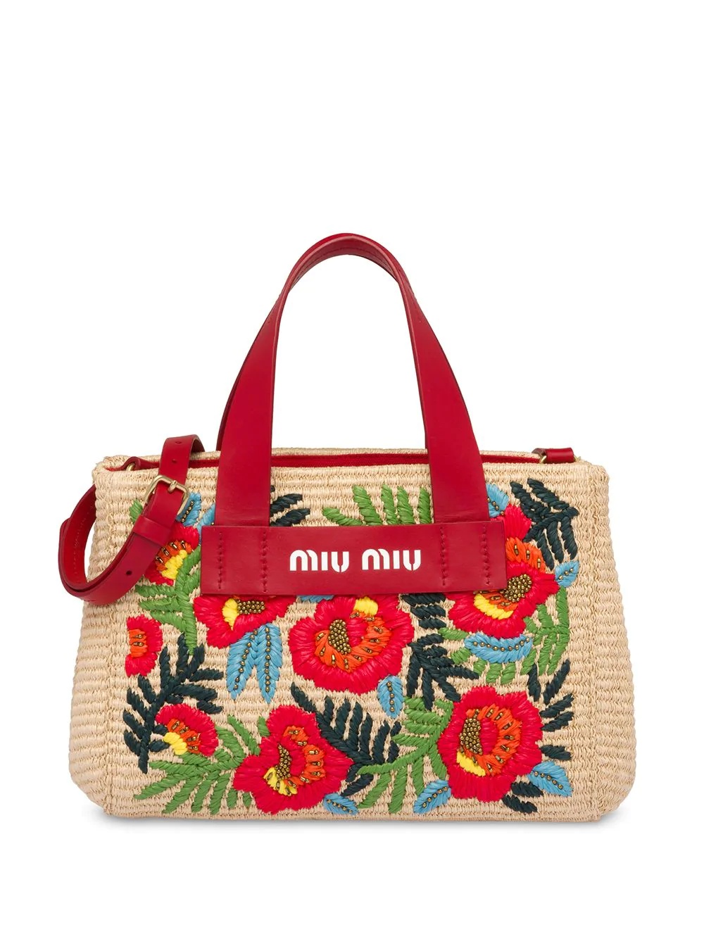 floral embroidered tote bag - 1